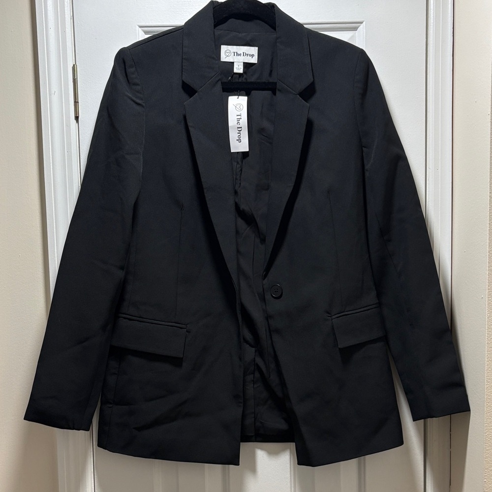 The Drop Women's Black Single-Button Blazer